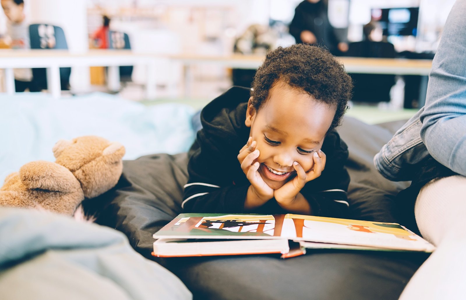 A child reading and discovering stories